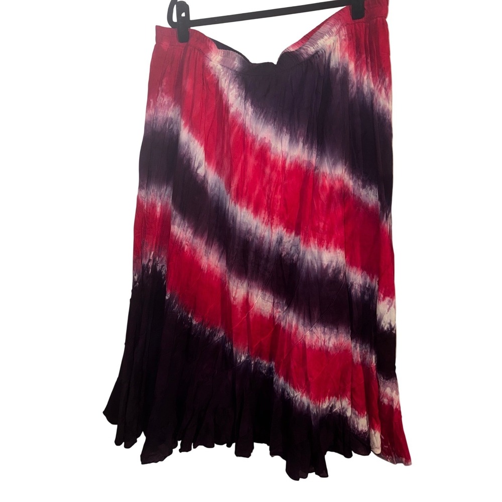 Vtg Y2k Plus Sz 2x Tie Dye Maxi Skirt Purple Pink Cotton Boho Hippie Modest